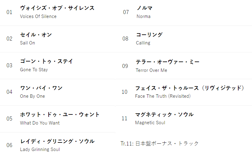GONE TO STAY album - Japanese tracklist